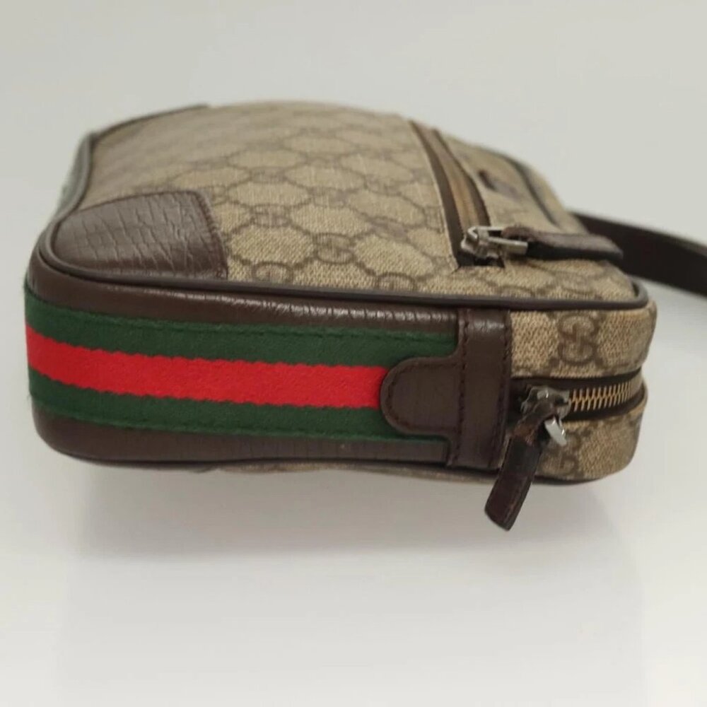 GUCCI GG Supreme Web Sherry Line Clutch Bag PVC Beige Silver 152599 Auth hk2854 - Picture 5 of 14